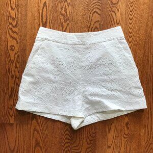 Three Graces Embroidered High Rise Shorts Womens 8 UK Small White Cotton Eyelets